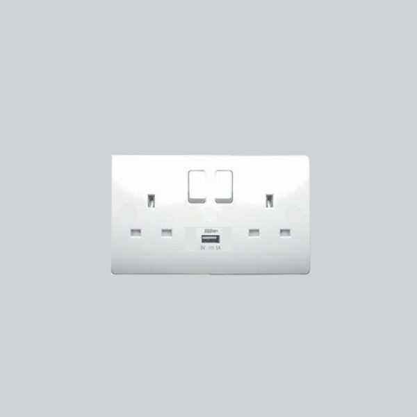 SRA4139-M - 13A 2G SWITCH WITH WHITE OR BLACK GRID  socket with USB charger