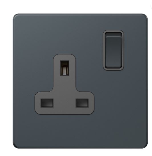 13A 1 GANG SWITCH SOCKET SPRUCE BLUE