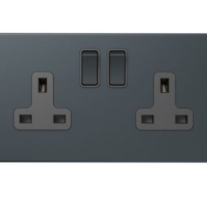 13A 2 GANG SWITCH SOCKET SPRUCE BLUE