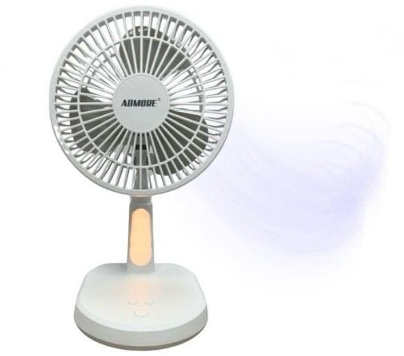 6" RECHARGEABLE DESK FAN WITH LED WHITE/PINK COLOUR